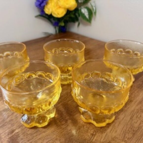 Vintage Tiffin Franciscan Madeira Cornsilk Dessert Glasses Set of 5 Mid-Century - Picture 3 of 6